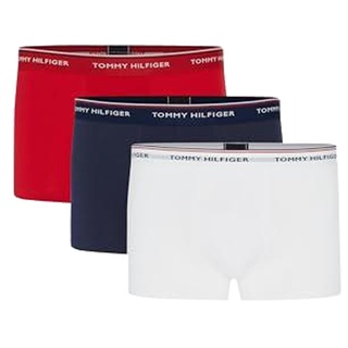 Tommy Hilfiger Herren 3er Pack Boxershorts Trunks Unterwäsche, Mehrfarbig (Cer Aqua/Deep Indigo/Dockside Red), S
