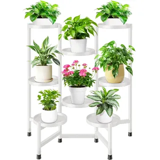 KHayRovies 8 Etagen Pflanzenregal Blumenregal, Pflanzenständer Blumenständer Metall, Blumentopfständer Blumentreppe Blumenbank für Innen, Blumenregal Pflanzentreppe für Balkon Wohnzimmer