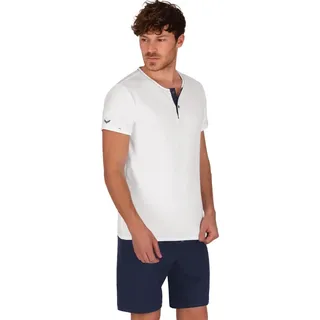 Schlafanzug TRIGEMA "TRIGEMA Kurzer aus Biobaumwolle (kbA)" Gr. XL, weiß (weiß, c2c) Herren Homewear-Sets Pyjamas
