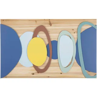 Wanddeko, Blau, Gelb, Natur, Holz, Metall, Tanne, 80x50x2.5 cm, Dekoration, Skulpturen & Dekoobjekte, Wanddeko
