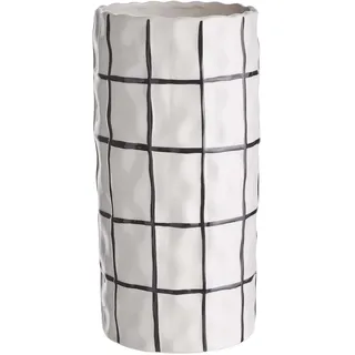 BUTLERS Keramik Vase Fliesen-Optik in Creme und Schwarz -Tiles- Moderne Dekoration für Wohnzimmer und Tischdeko | Blumenvase für Tulpen, Rosen, Pampasgras oder Trockenblumen