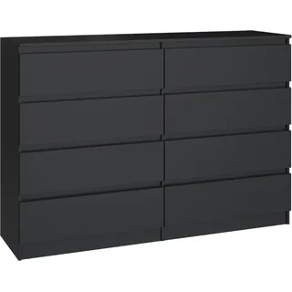 Cdf Kommode Malwa M8 140 Farbe: Schwarz Schrank Für Dokumente, Kleinigkeiten Ideal Für Wohnzimmer, Schlafzimmer, Kinderzimmer, Jugendzimmer Und Büro 8 Geräumige Schubladen