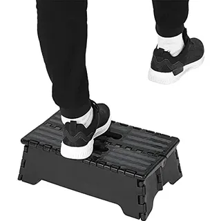 Klappbarer Tritthocker, rutschfest, 38 x 21,5 x 13 cm | Stabiler Kunststoff, Tragegriff, Kinder und Senioren mit Behinderung, Badezimmer und Küche, Fußhocker, Tragbar