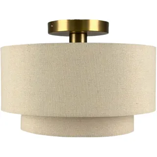 Relaxdays Deckenlampe 1 Leuchtmittel Leinen Beige/Bronze