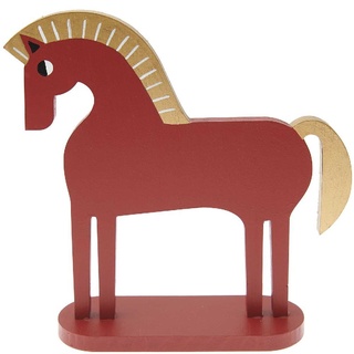 Deko Figur Holz-Pferd rot