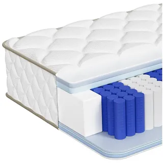 Taschenfederkernmatratze Matratze 7-Zonen Federkernmatratze H3 orthopädische matratze, Adormii, 22 cm hoch, (Federkernmatratze mit Spannbettlaken, 10-Sichten Atmungaktive Material EU-Qualitätszertifizierung), Matratze 90x200 cm, für Kinder und Erwachsene weiß 90 cm x 200 cm x 22 cm