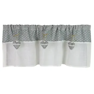 EXPERIENCE Scheibengardine Premium Bistrogardine Landhaus 48x140 cm Polyester/Baumwolle, Stangendurchzug, halbtransparent, Deko grau|weiß