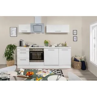 Küchenzeile Weiß Hochglanz mit Geräte B: ca. 220 cm