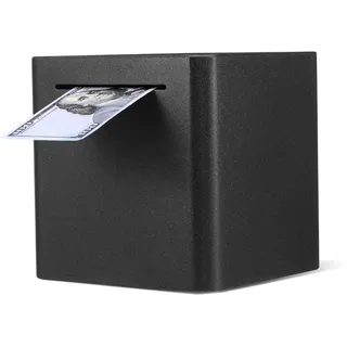 Generisch Spardose Aus Edelstahl Groß Schublade Zinn Registrieren Geldautomat Klare Bank Banker USB-powerbank Münzbanken Gelddose Geld Sparbüchsen Spender Schalter Black Rostfreier Stahl