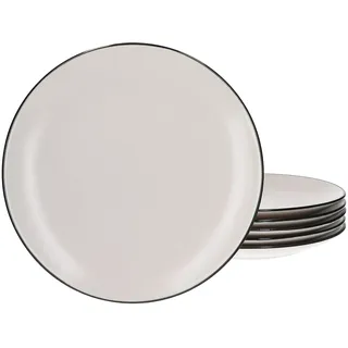Van Well 6 x Campo Cream Dinner Plates, Elegant Ceramic Crockery for 6 People, Modern Design, Set of 6, Dinner Plates, Dinner Plate, Serving Plate, Table Accessories, Flat Plates, 6 Colours