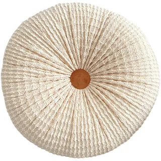 Porgeel Sitzkissen Rund 15.75 Zoll rundes Kissen rundes Kissen mit Baumwollfüllung exquisites Elegantes Wurfkissen für Stuhl Sofa Couch Boho-Dekor Beige Weiß