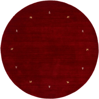 Wollteppich CARPETFINE "Gabbeh Uni" Teppiche Gr. Ø 300 cm, 15 mm, 1 St., rot Orientalische Muster reine Wolle handgewebt, Gabbeh Tiermotiv warmes Raumklima viele Größen