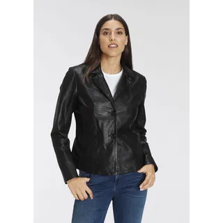 Lederjacke GIPSY "Mya" Gr. 46/XXXL, schwarz (black) Damen Jacken Lederjacken im modischem Blazer-Stil mit Reverskragen