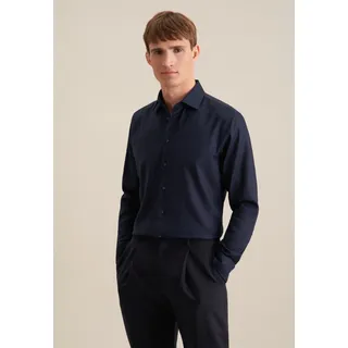 Seidensticker "Schwarze Rose", Herren, Gr. XL44, normale Ärmellängen, blau (dunkelblau), 100% Baumwolle, unifarben, tailored fit, 2-Knopf-Manschette, Hemden, Shaped 1/1 Kentkragen Uni
