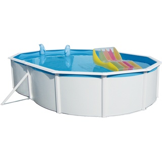 Steinbach Aktionsangebot Stahlwand-Swimming Pool Set "Nuovo de Luxe oval" inkl. Pool Starterset Chlor,weiß,730 x 366 x 120 cm