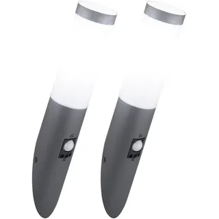 ETC Shop Gartenfackel Edelstahl 2er Set inkl. LED Leuchtmittel anthrazit