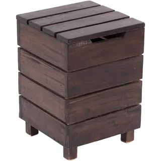 DESIGN DELIGHTS RUSTIKALER HOLZ HOCKER STORAGE 50 | 50x35x35cm (HxBxT), Mahagoni Recyclingholz, massiv | Klappbox, Wäschekorb, Badhocker, Wäschetruhe | Farbe: 03 dunkelbraun