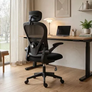 Homcom Ergonomischer Schreibtischstuhl Kunststoff Schwarz