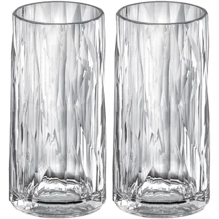 Koziol Superglas Club No. 8, 2 Stück, 300 ml, Longdrink-Glas aus kristallklarem Kunststoff, luxuriös, unzerbrechlich, wiederverwendbar, Party, Camping, 2er Set (luxury light grey)
