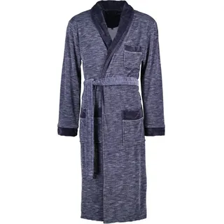 Vossen Herrenbademantel Alberto Schalkragen Nikivelours, Schalkragen, 50% Baumwolle, 50% Polyester blau XL