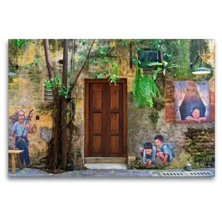 Premium Textil-Leinwand 120x80cm quer China Town, Kuala Lumpur | Wandbild, HD-Bild auf Keilrahmen, Fertigbild auf hochwertigem Vlies, Leinwanddruck...