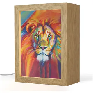 OnlyWow Tischleuchte Löwe - Tiere - Ölfarbe - Regenbogen, Dimmbar, Farbwechsel, LED, Warmweiß, Kaltweiß, Neutralweiß Einstellbar, Tischlampe, Schreibtischlampe, Desk, Dimmbar, mit Kabel, LED 15 cm x 8 cm x 20 cm