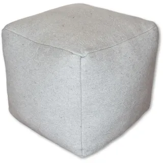 Poufs & Pillows Handgefertigter quadratischer Stoff-Pouf - 40x40x35 cm - Gemütlicher und stilvoller Ottoman, weiches Sitzkissen für Wohnzimmer, Schlafzimmer oder Lounge (Grau)