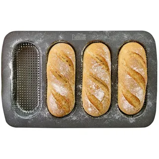 Birkmann Mini-Baguetteblech LAIB & SEELE, Anthrazit - 35 x 22 cm - Karbonstahl - Antihaftbeschichtung - für 4 Baguettes