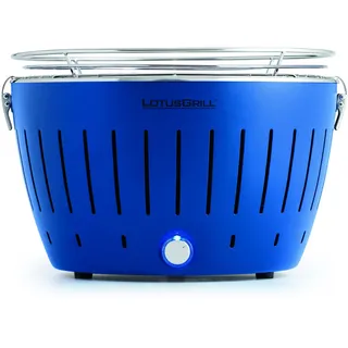 LotusGrill Classic Tiefblau Holzkohlegrill Tischgrill raucharm USB-Anschluß