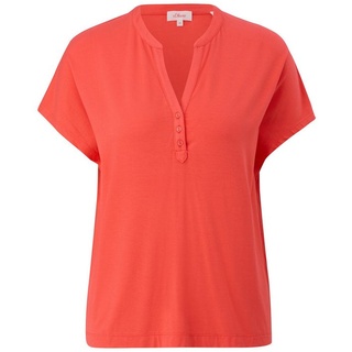 s.Oliver T-Shirt - T-Shirt  mit Knöpfen - Kurzarm Shirt - Shirt Top V-Ausschnitt orange 42