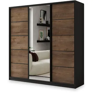 masseno Schwebetürenschrank NATA 200 x 205 x 58 cm Schwarz