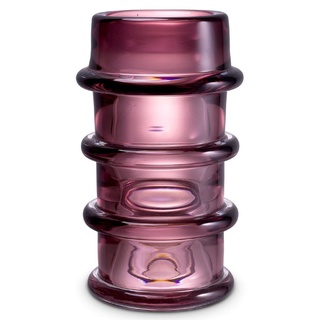Casa Padrino Luxus Glas Vase Pink Ø 16 x H. 29,5 cm - Mundgeblasene Blumenvase - Runde Deko Blumenvase - Deko Accessoires - Deko Glas Vasen - Luxus Accessoires