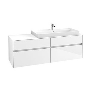 Waschbeckenunterschrank 160 x 55 cm Glossy White