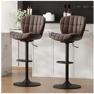 LuxusKollektion Barhocker Barhocker höhenverstellbar PU Leder Drehstuhl 2 Stück Braun braun