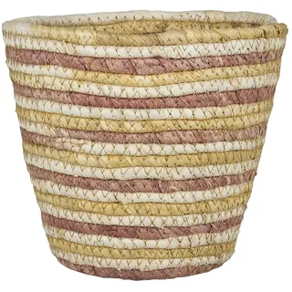 Ib Laursen Dekokorb Ib Laursen - Blumenkorb Übertopf Korb Utensilo D 17cm Creme Rosa Gelb bunt