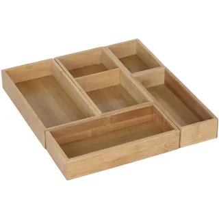Relaxdays Schubladeneinsatz 5-tlg. Set universal Besteckbox Küche natur