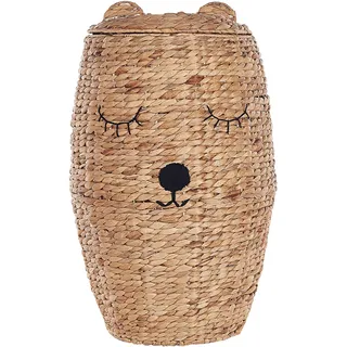 Beliani Aufbewahrungskorb Teddybär Geflecht 40 x 30 x 20 cm beige/transparente