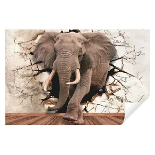 Wallarena Fototapete 3D EFFEKT Elefant Tiere Abstrakt Vlies Tapete Wohnzimmer Schlafzimmer, Glatt, 3d-Optik, Tapete inklusive Kleister Vliestapete Motivtapete braun 4.16 m x 2.9 m
