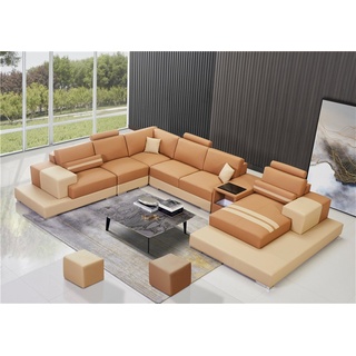 JVmoebel Ecksofa, Leder Modern Couch Wohnlandschaft Ledersofa Sofagarnitur Sofa braun
