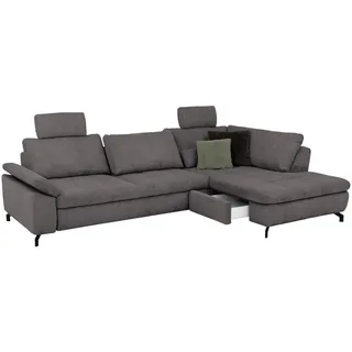 Beldomo Style Ecksofa Sense, Anthrazit, Metall, 3-Sitzer, Ottomane rechts, Eckteil, L-Form, 291x197 cm, Goldenes M, Typenauswahl, Fußauswahl, Stoffauswahl, seitenverkehrt erhältlich, individuell planbar, Wohnzimmer, Sofas & Couches, Wohnlandschaften, Ecksofas