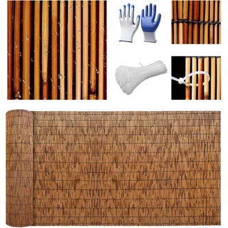 Natürlicher Balkon Sichtschutz Bambus 50 60 70 80 90 100 110 120 130 140 150 160cm H Sichtschutz Schilfmatte Beach Blickdicht & Wetterfest Garten Schilfrohrmatte Perfekter Windschutz & Sichtschutz