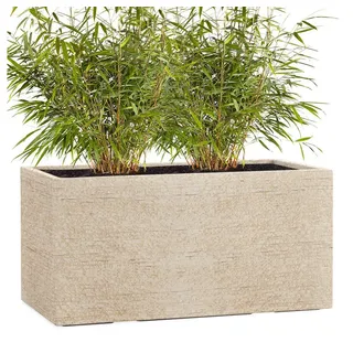 Pflanzwerk® Pflanzkübel TUB Premium Fiberglas Blumenkübel Frostbeständig mit Lotus-Effekt, Fiberglas - Handgefertigt - Rechteckig - Frostbeständig beige 100 cm x 45 cm x 45 cm