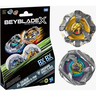 Beyblade X Calibur Samurai 6-70M BX & Obsidian Shell 3-85S BX Kreisel 2er-Pack
