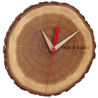 TFA Dostmann Tree-O-Clock Wanduhr aus Eichenholz, 60.3046.08, hochwertiges Uhrwerk, handgemacht in der EU, Unikat, geölt, Eiche, Braun, L242 x B42 x H234 mm