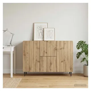 furnicato Sideboard 89 x 34,5 x 62 cm Artisan-eiche (1 St), Buffet mit Roll-out-Schubladen und Pendeltüren für dein Wohnzimmer braun