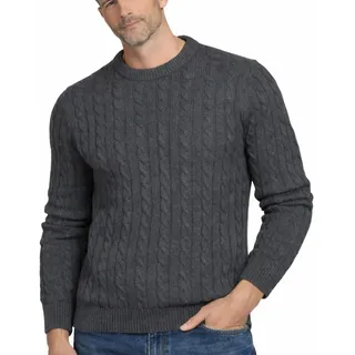 Xact Herren Strickpullover mit Zopfmuster – Warmer Rundhalspullover für Herbst & Winter, Weich & Atmungsaktiv (Oat Grey Marl) XXXL - M