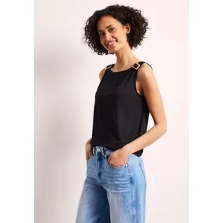 STREET ONE Top mit Rundhals und Schulterdetail - schwarz,
