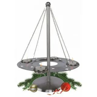 dynamic24 Adventskranz, Edelstahl Kerzenhalter Teelichthalter Kranz Weihnachten Deko silberfarben