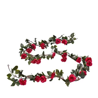 Yeehliny Blumengirlande Rosengirlande Künstliche Blumen Hängen Reben Rose Hängende Girlande Seidenblumen im Freien Hängend Kunstblumen Deko für Hochzeit Party Wand Garten 2.1 M (Rot)