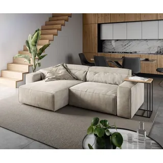 DeLife Eckcouch Cord 230x155 cm Beige